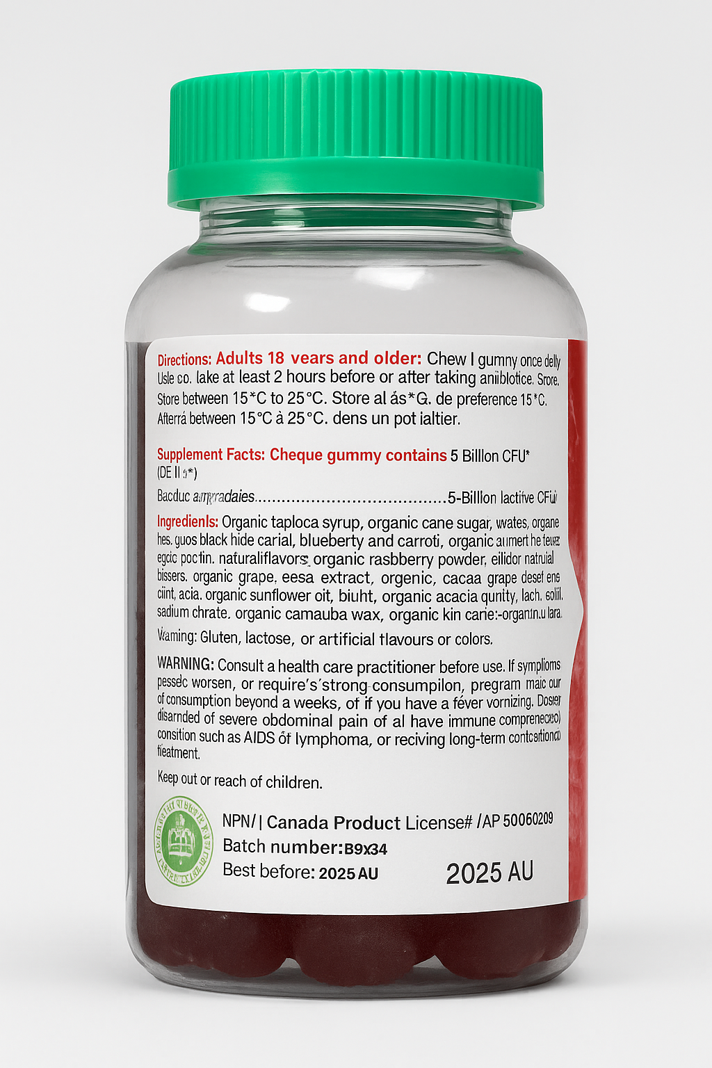 Jamieson Probiotic Gummies – 5 Billion CFU – 95 Gummies – Berry Blast