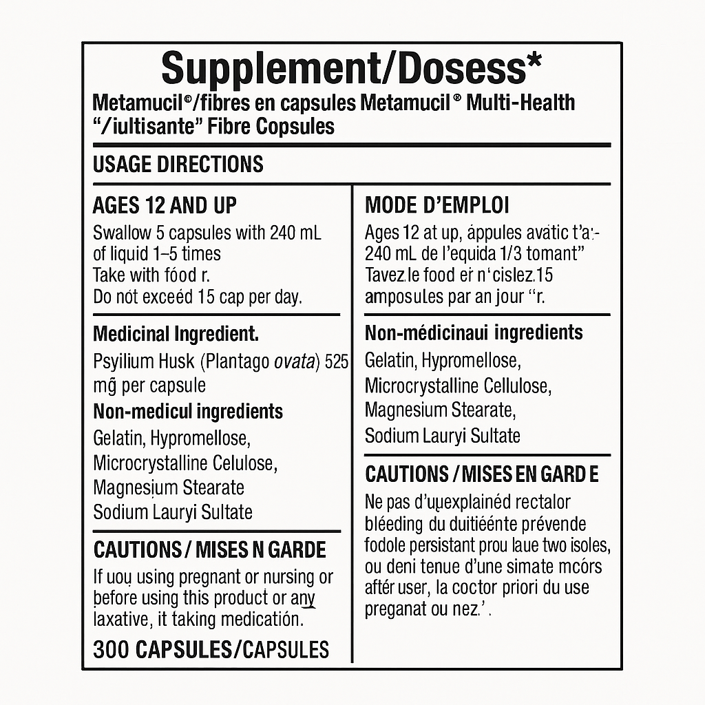 Metamucil Multi-Health Fibre Capsules – 300 Capsules | Digestive Support, Cholesterol & Blood Sugar Control