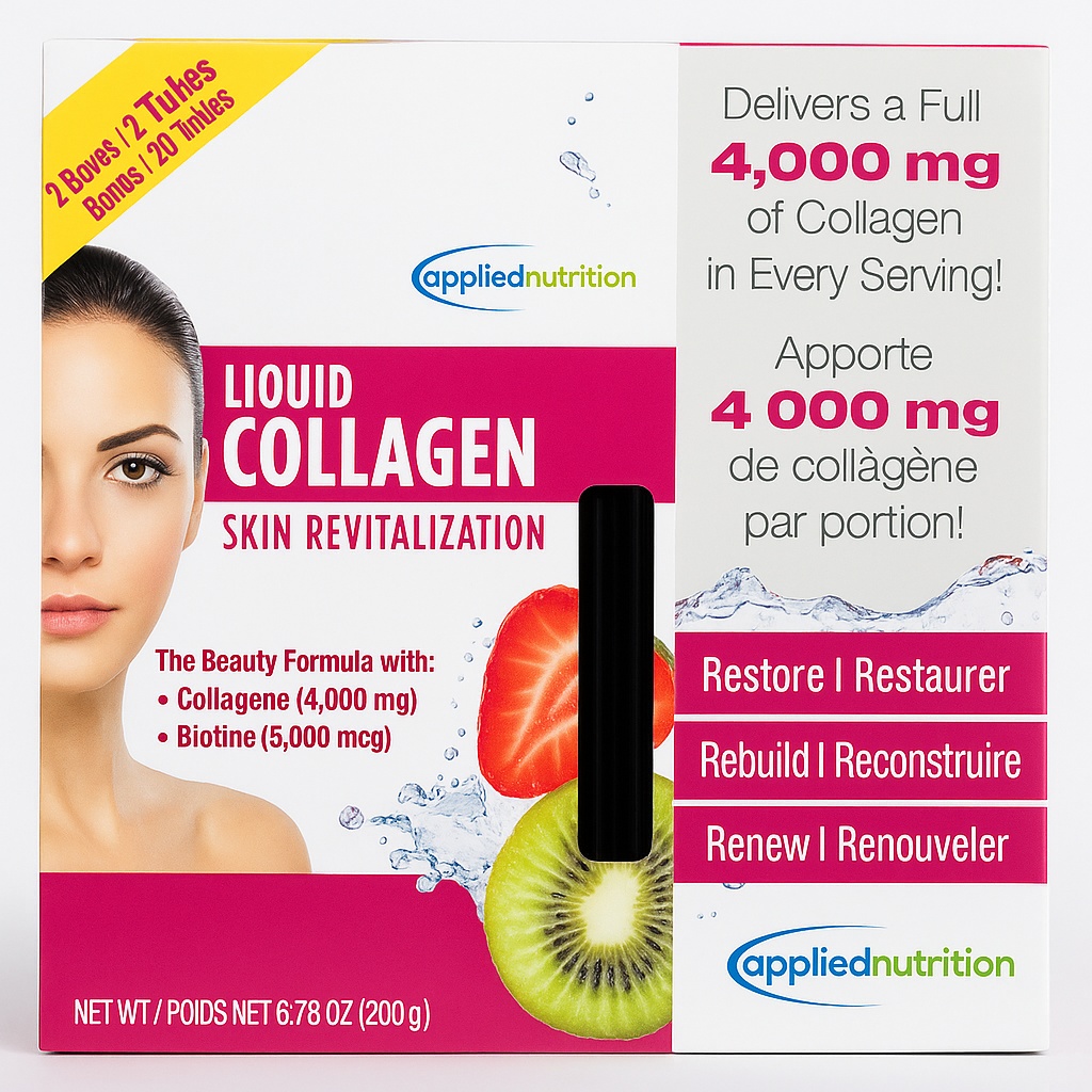 Applied Nutrition Liquid Collagen | 4,000 mg Hydrolyzed Collagen + Biotin | 20 Tubes x 10 mL