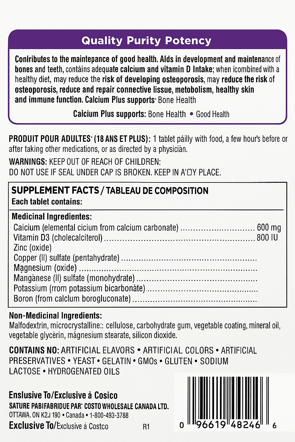 Kirkland Signature Calcium Plus with Vitamin D3 & Minerals
