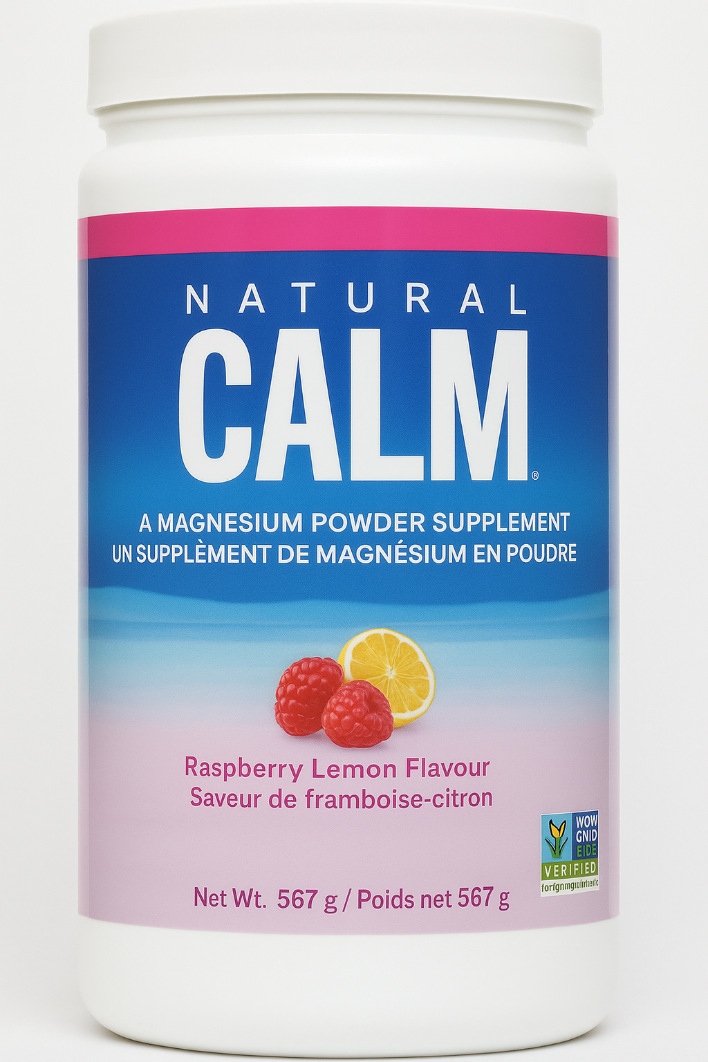 Natural Calm Magnesium Powder – Raspberry Lemon Flavour (567g)