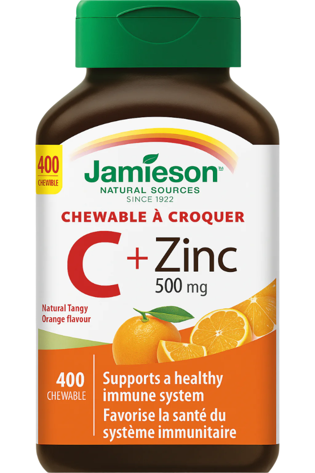 Jamieson Vitamin C + Zinc 500 mg – 400 Chewable Tablets