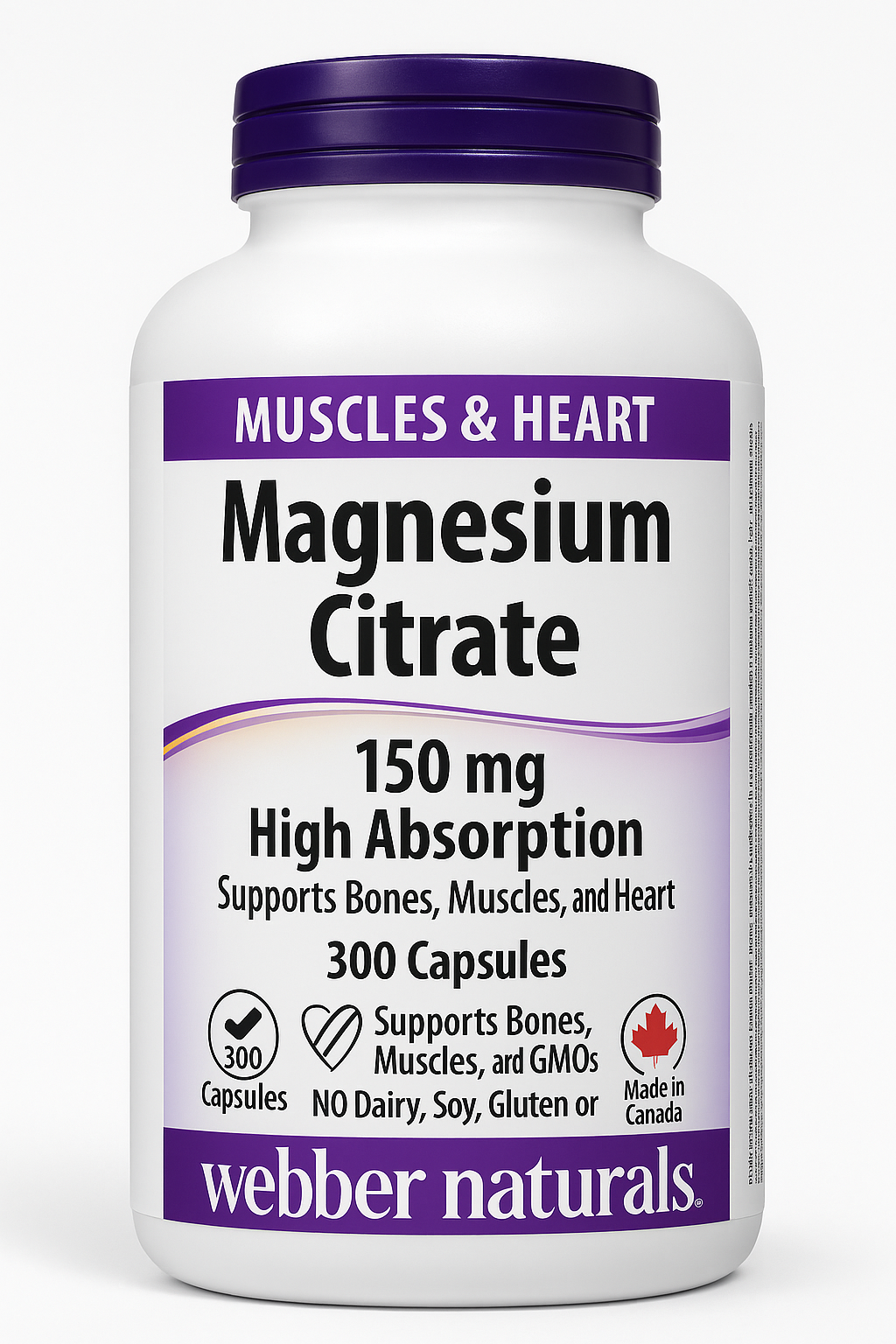 Webber Naturals Magnesium Citrate 150 mg – 300 Capsules